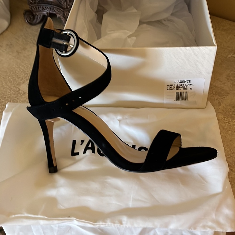 L’agence Gisele Heeled Sandal Black Suede wore once - Picture 3 of 3
